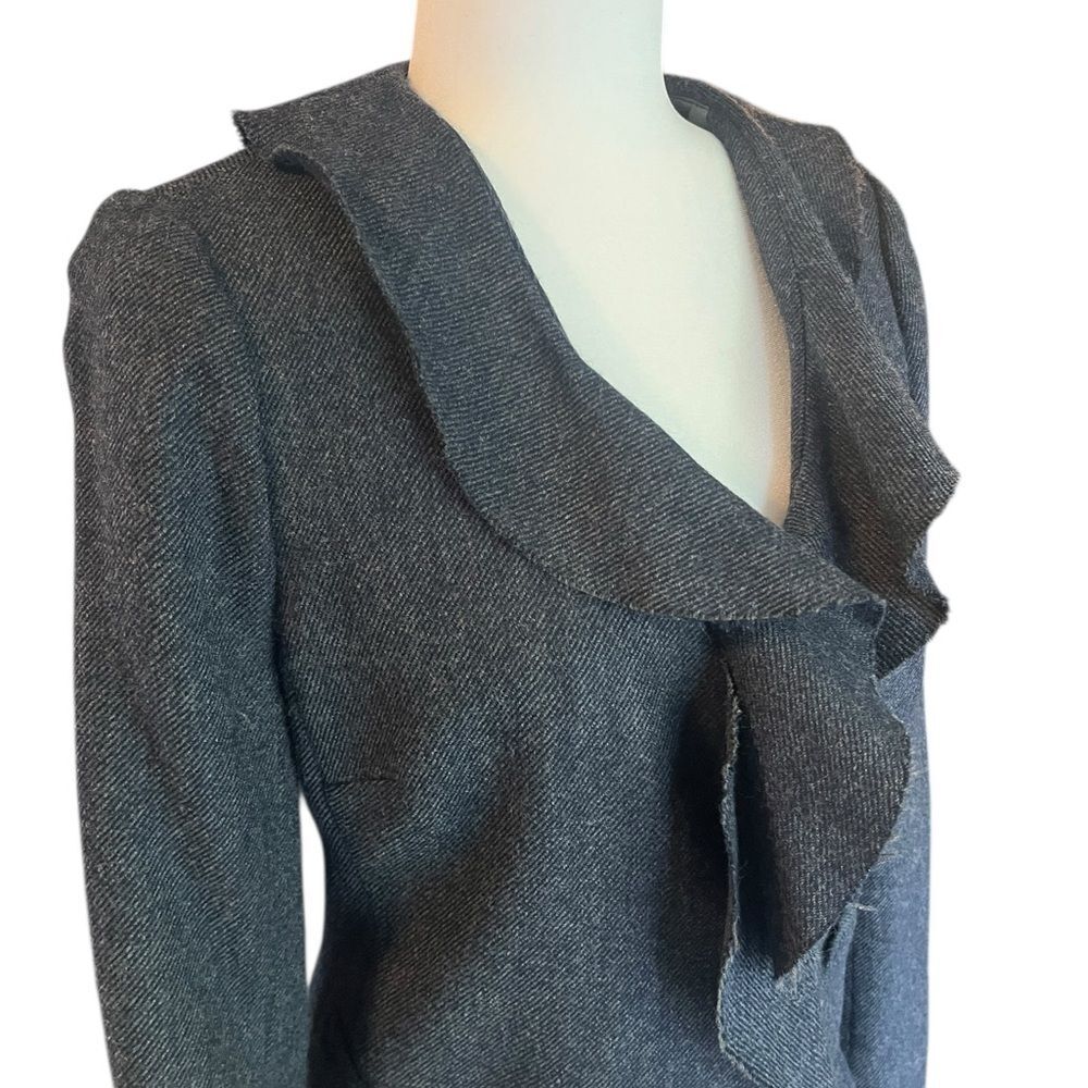 J Crew 100% Wool Blazer Ruffle Edge Gray Womens 8 - Picture 3 of 7